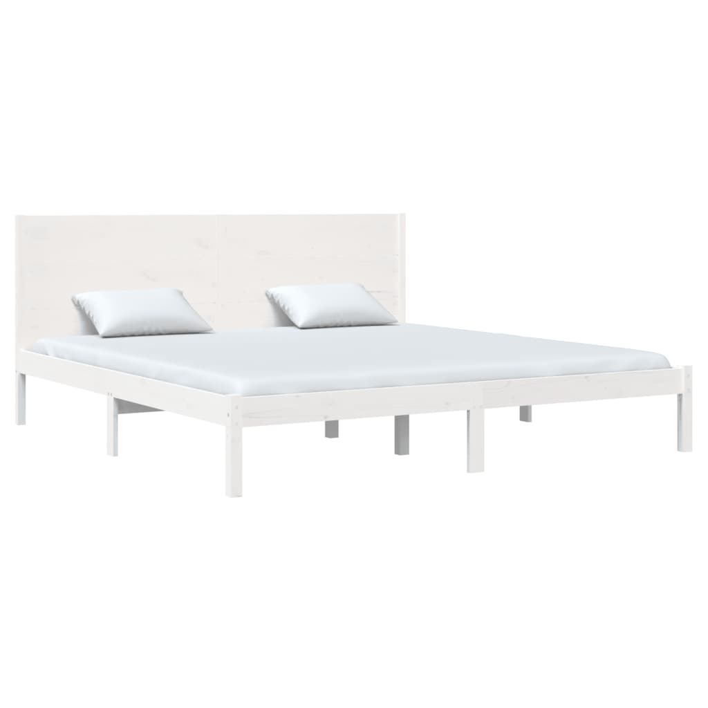 Bed Frame | White | Solid Pine Wood | 200x200 cm | Bed Frame