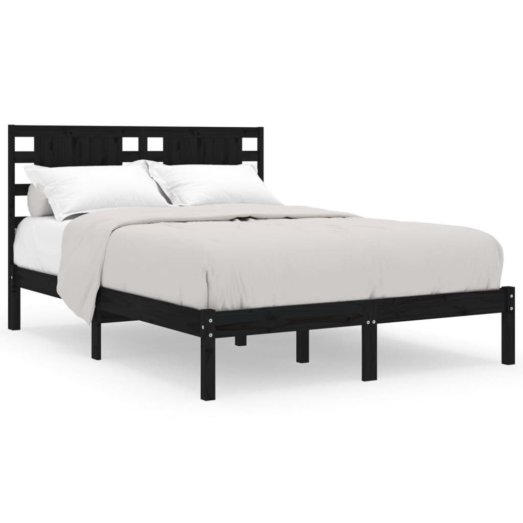 vidaXL Bed Frame without Mattress Black 120x190 cm Small Double Solid Wood