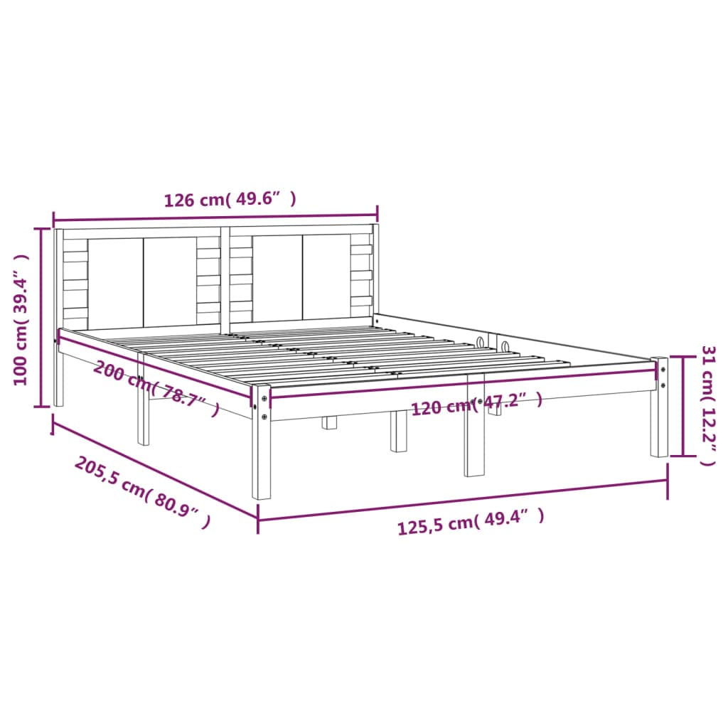 vidaXL Bed Frame without Mattress Honey Brown 120x200 cm Solid Wood Pine