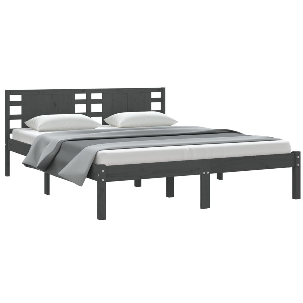 vidaXL Bed Frame without Mattress Grey 150x200 cm King Size Solid Wood