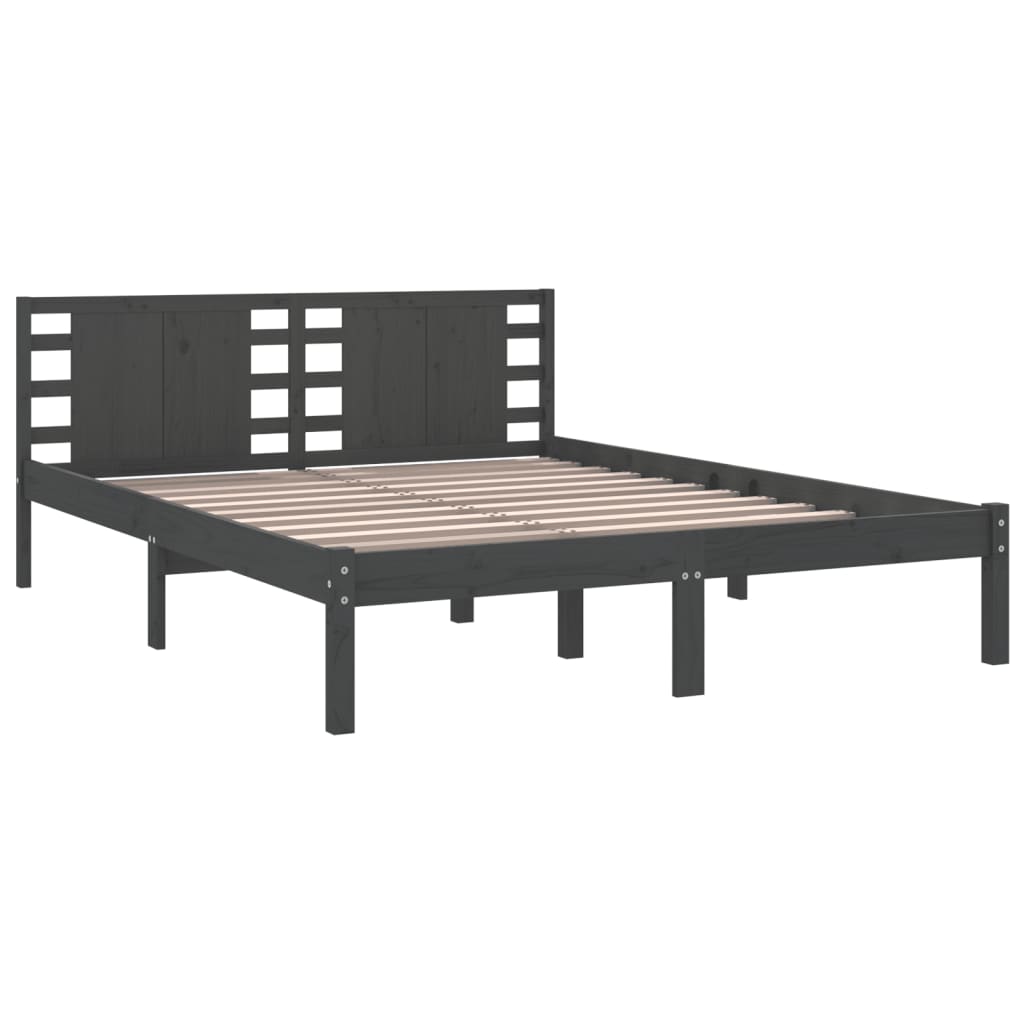 vidaXL Bed Frame without Mattress Grey 150x200 cm King Size Solid Wood