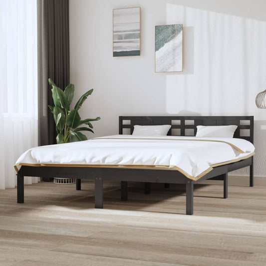 vidaXL Bed Frame without Mattress Grey 150x200 cm King Size Solid Wood