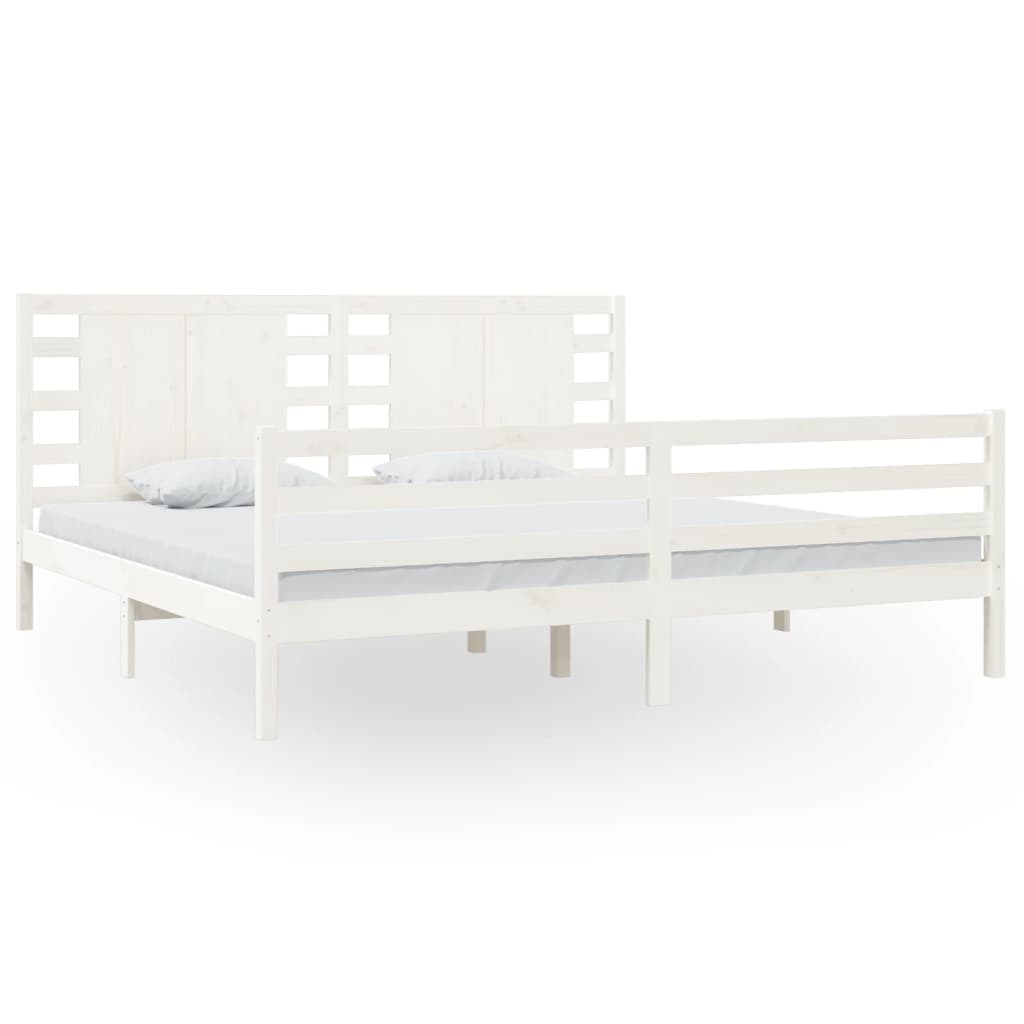 vidaXL Bed Frame without Mattress White 200x200 cm Solid Wood Pine