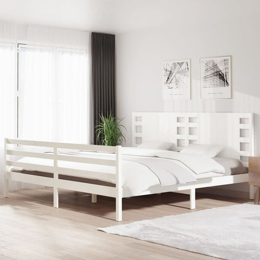 vidaXL Bed Frame without Mattress White 200x200 cm Solid Wood Pine