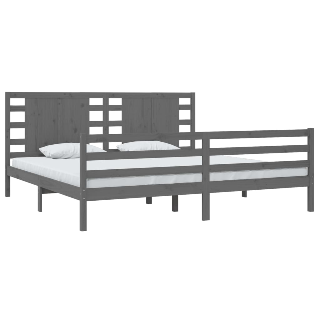 vidaXL Bed Frame without Mattress Grey 200x200 cm Solid Wood Pine