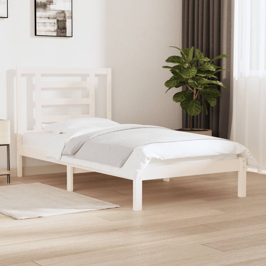 vidaXL Bed Frame without Mattress White 90x190 cm Single Solid Wood Pine