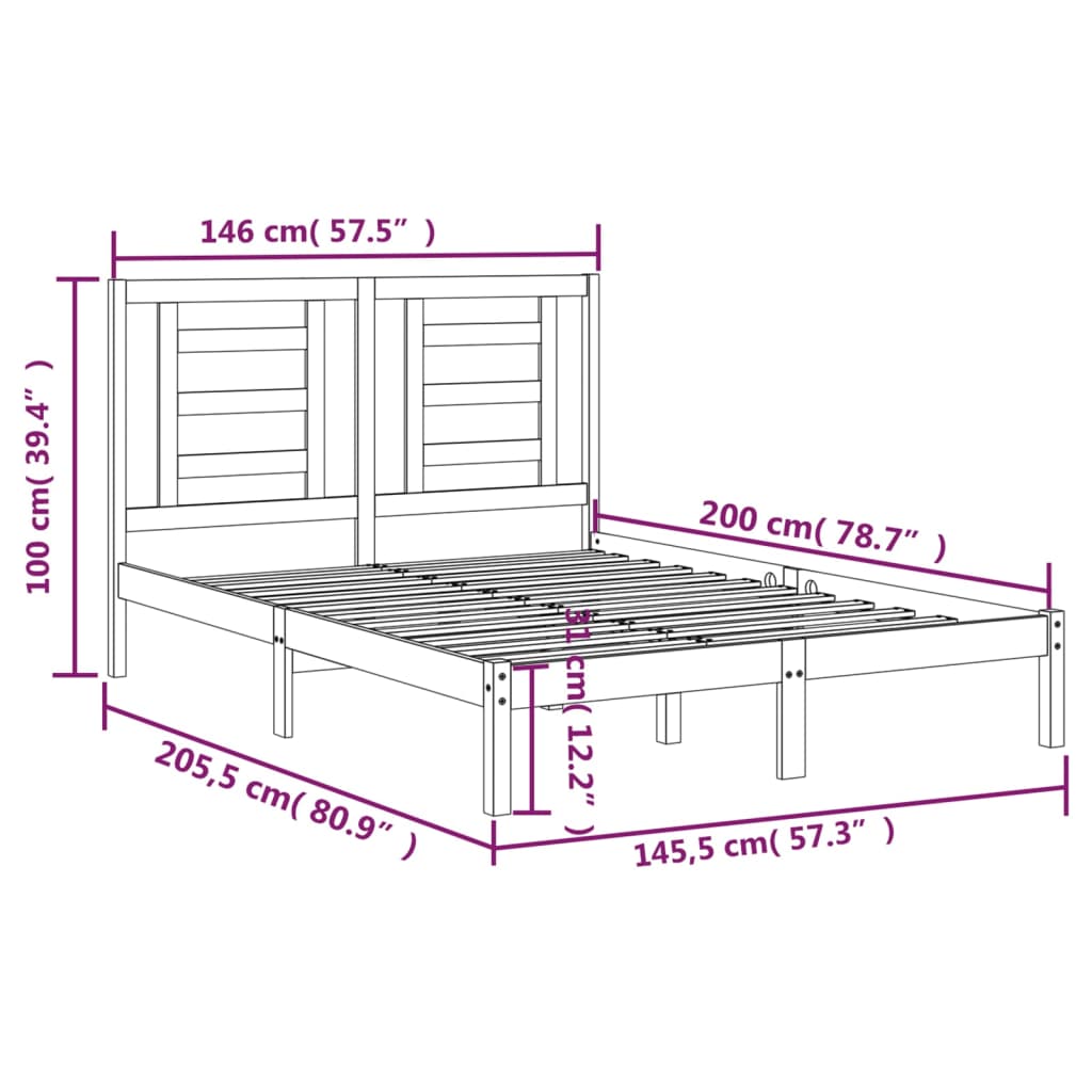 Bed Frame without Mattress White 140x200 cm Solid Wood Pine
