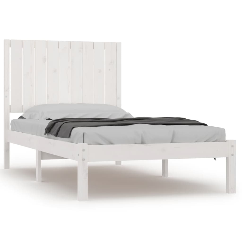 vidaXL Bed Frame without Mattress White 90x190 cm Single Solid Wood Pine