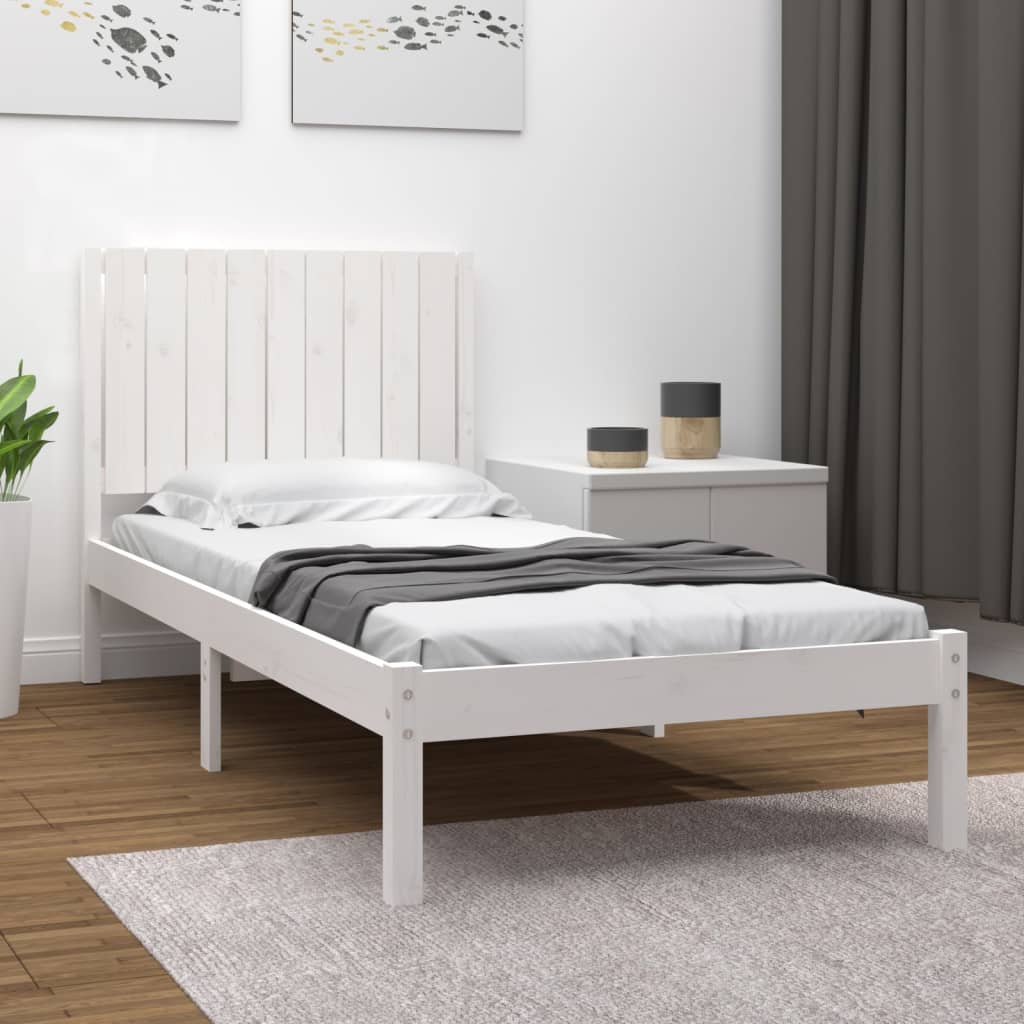 vidaXL Bed Frame without Mattress White 90x190 cm Single Solid Wood Pine