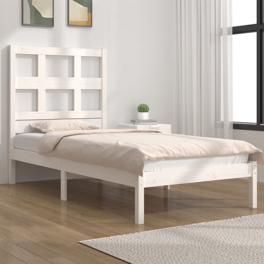 vidaXL Bed Frame without Mattress White 75x190 cm Small Single Solid Wood Pine