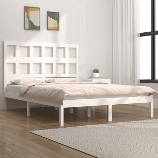 vidaXL Bed Frame without Mattress White 120x190 cm Small Double Solid Wood Pine