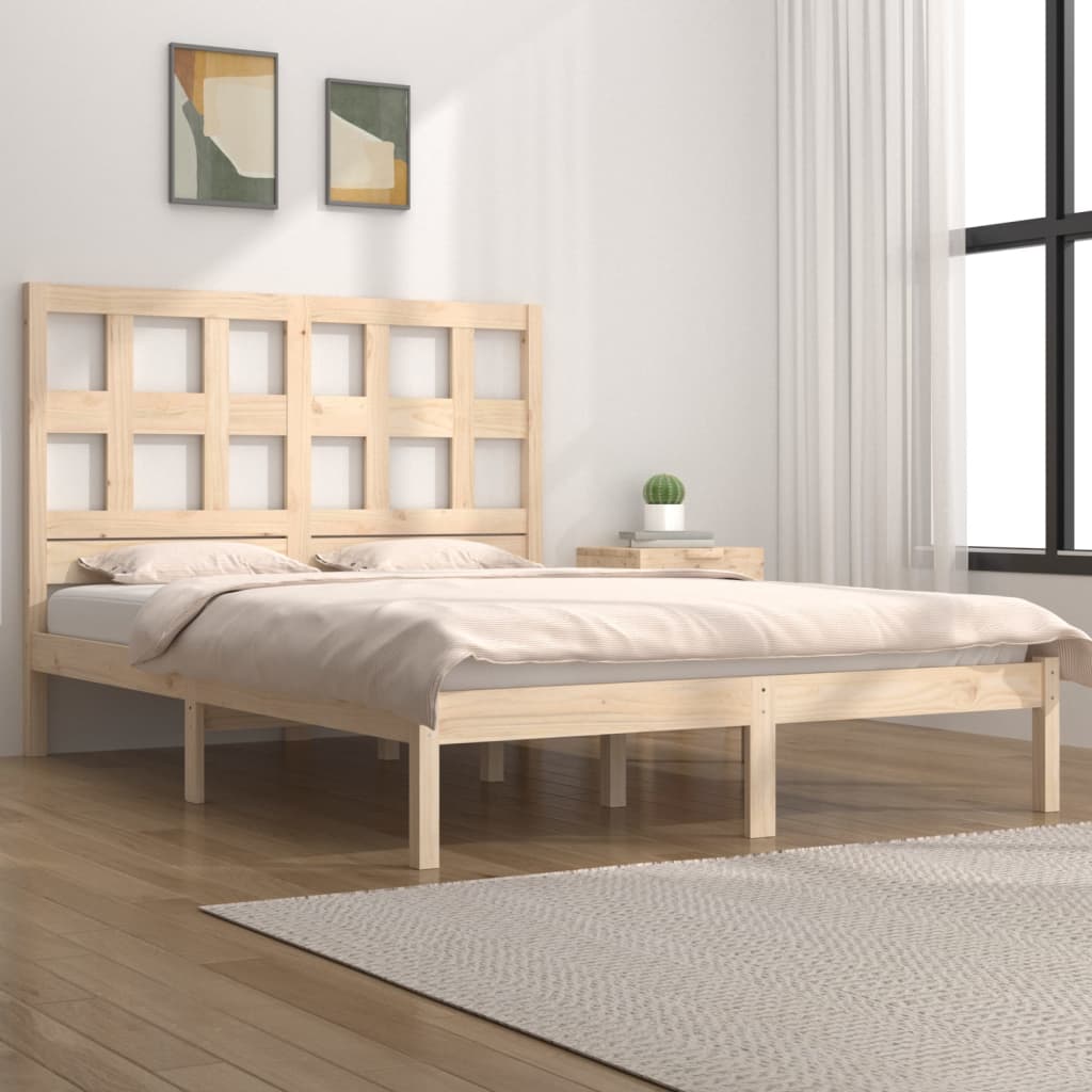 vidaXL Bed Frame without Mattress 135x190 cm Double Solid Wood Pine