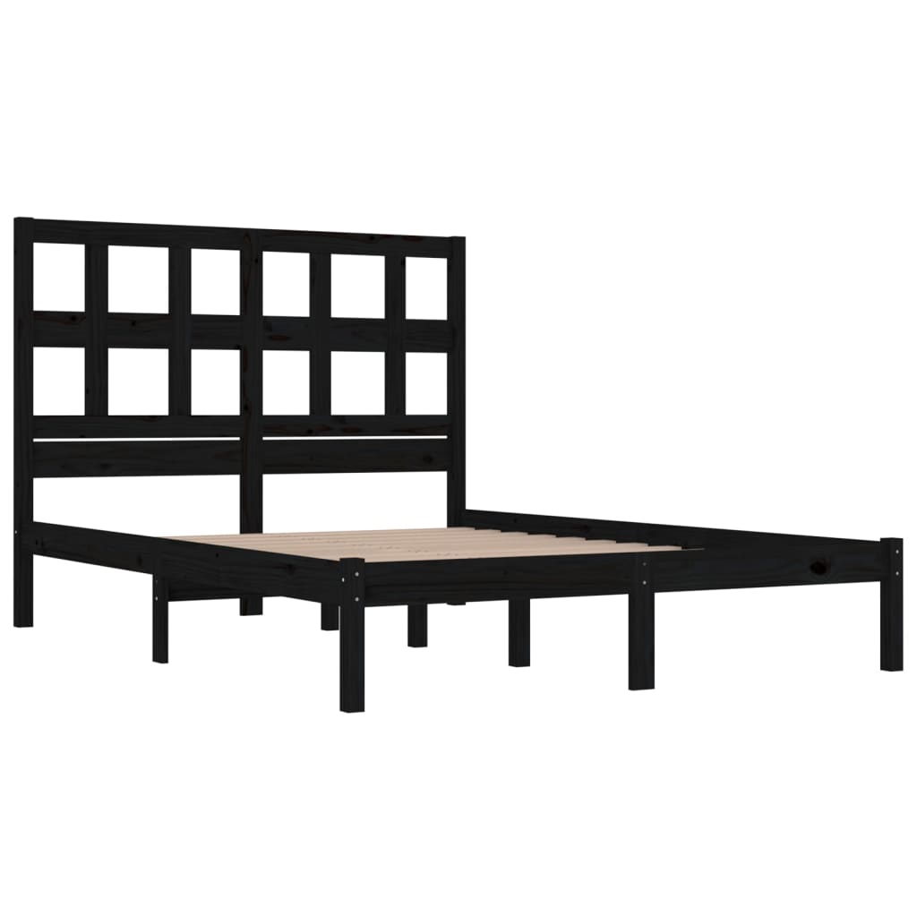 Bed Frame without Mattress Black 140x190 cm Solid Wood Pine