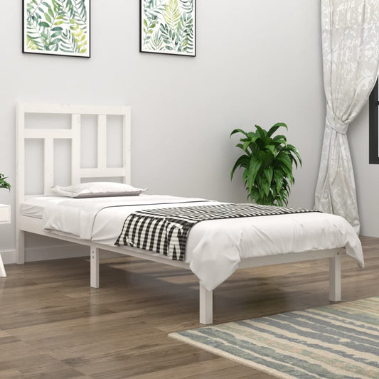 vidaXL Bed Frame without Mattress White 90x190 cm Single Solid Wood Pine