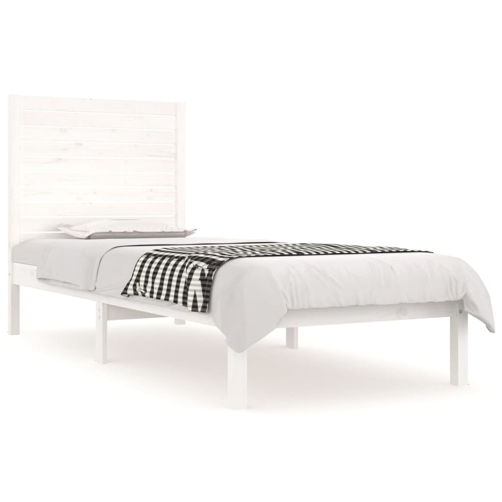 Bed Frame without Mattress White 90x190 cm Single Solid Wood