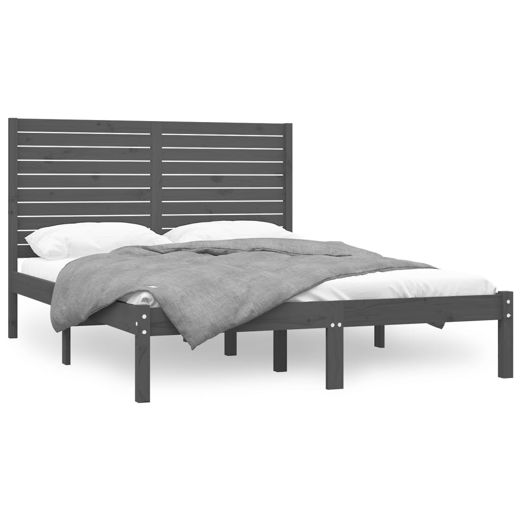 vidaXL Bed Frame without Mattress Grey 120x200 cm Solid Wood