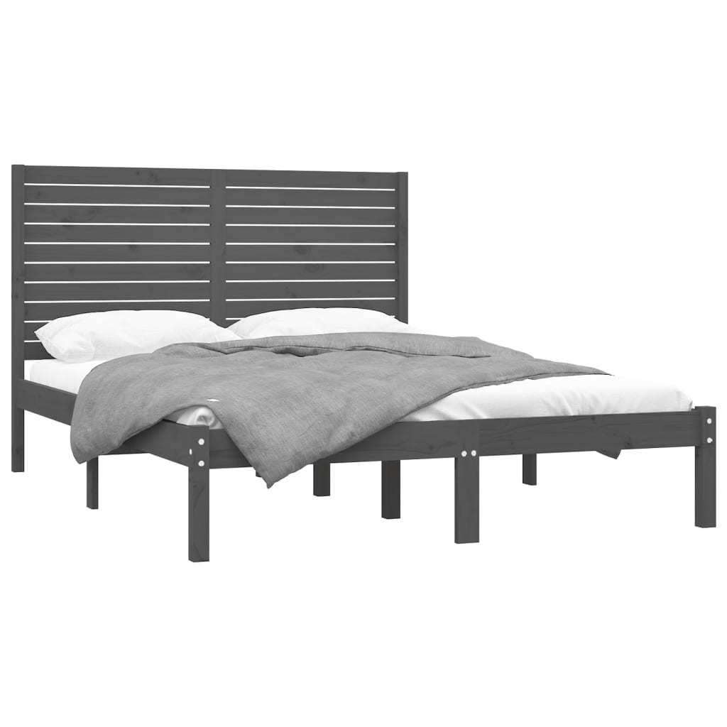 vidaXL Bed Frame without Mattress Grey 120x200 cm Solid Wood