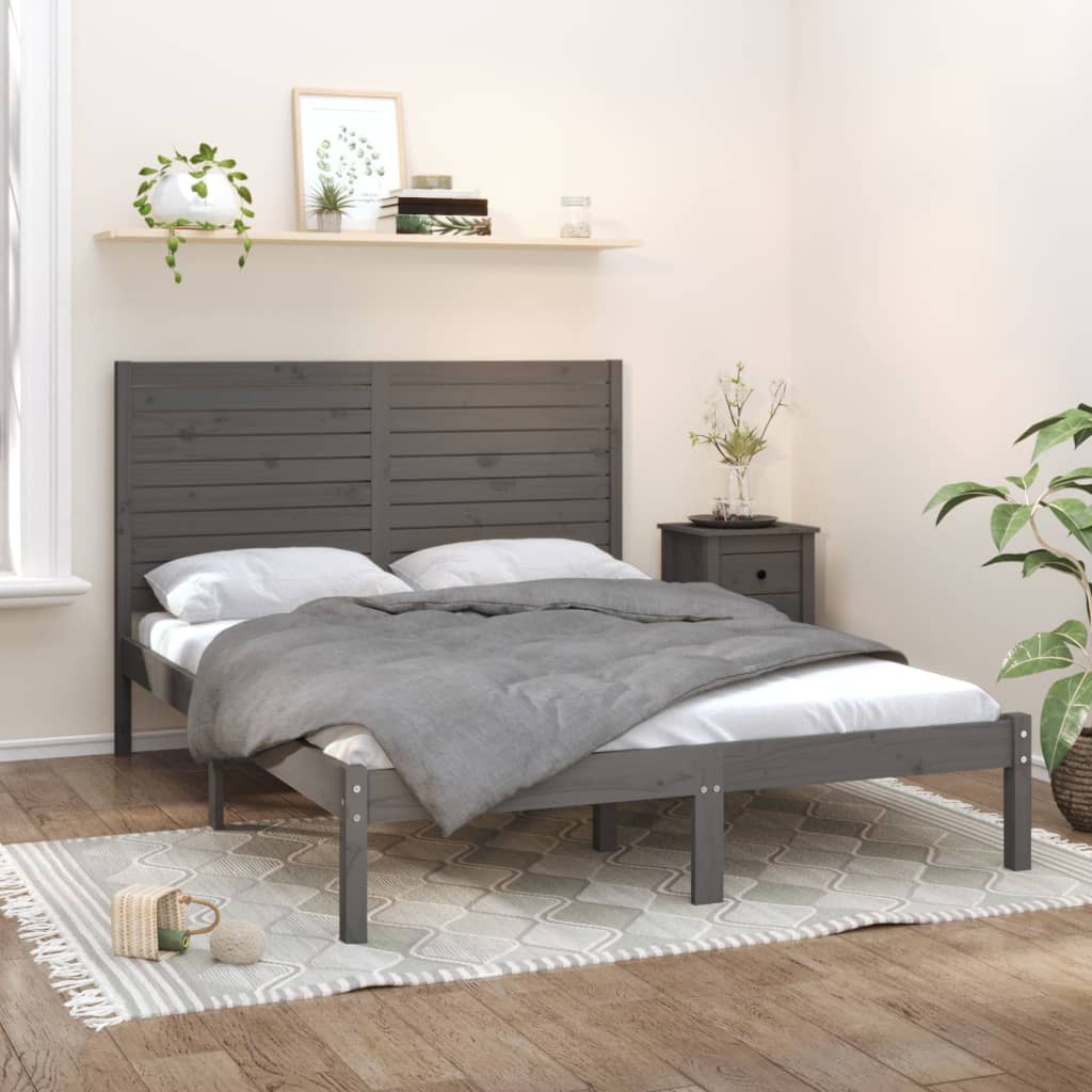 vidaXL Bed Frame without Mattress Grey 120x200 cm Solid Wood