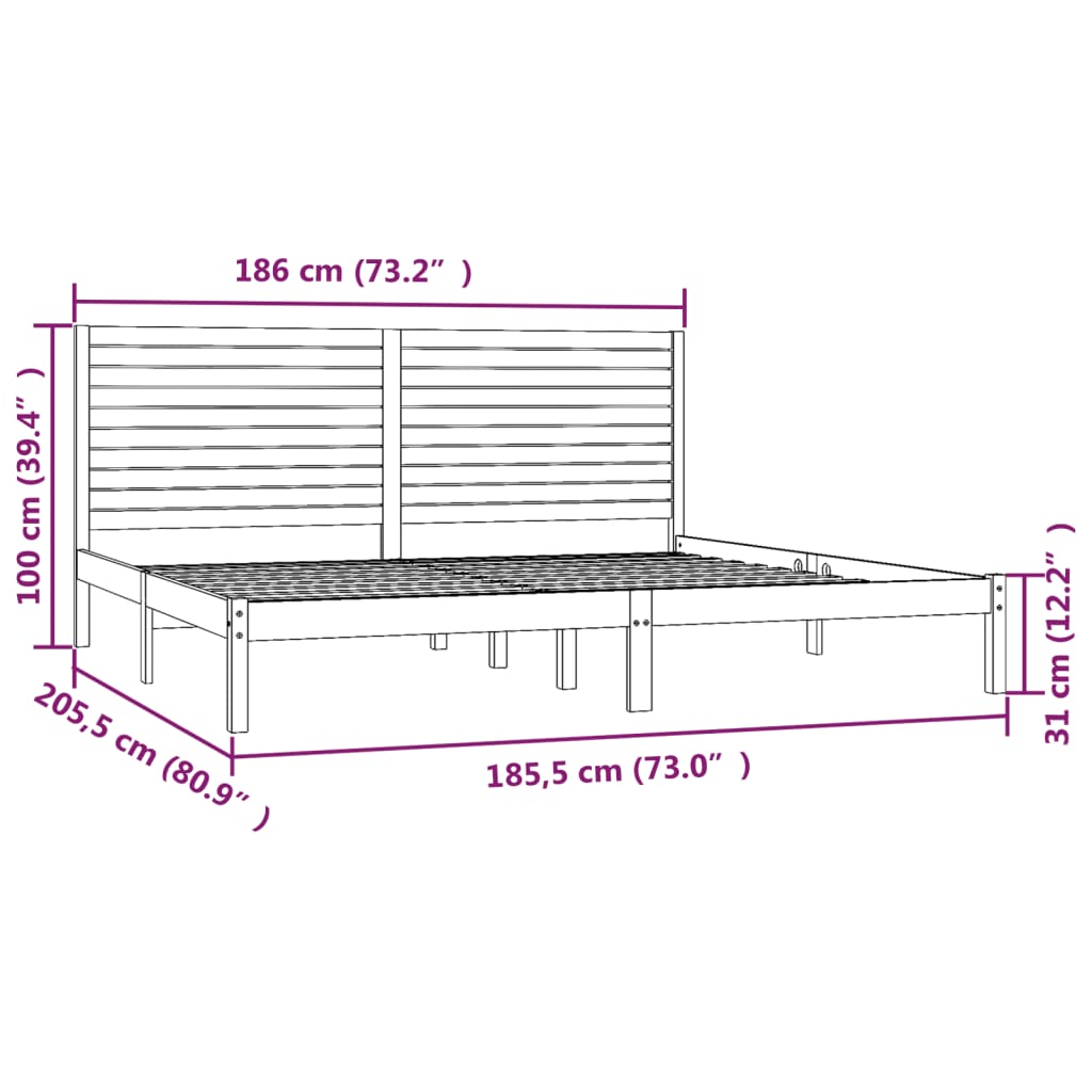 vidaXL Bed Frame without Mattress 180x200 cm Super King Solid Wood