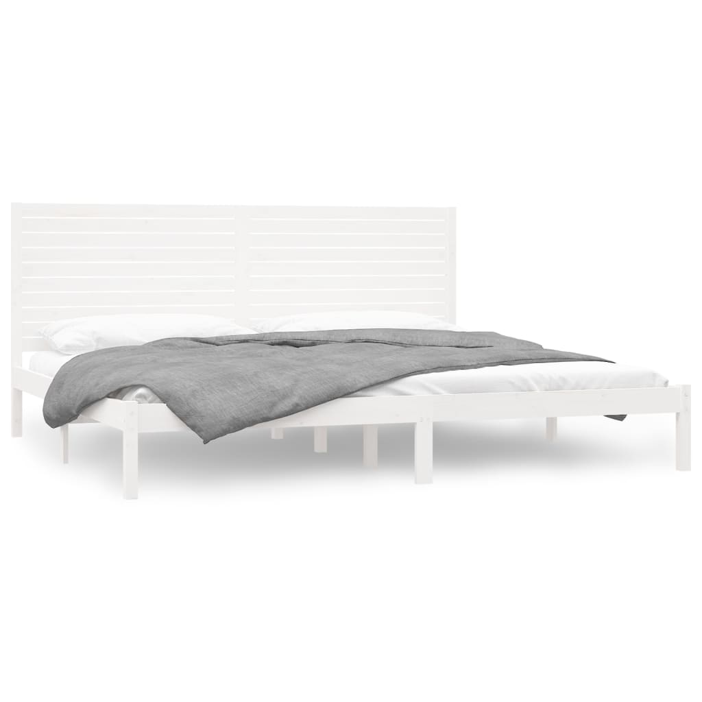 Bed Frame without Mattress White 200x200 cm Solid Wood