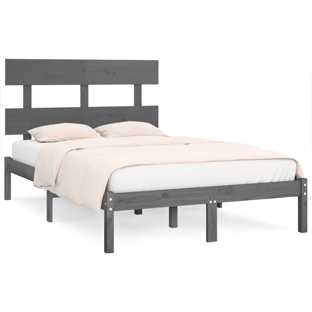 vidaXL Bed Frame without Mattress Grey 135x190 cm Double Solid Wood