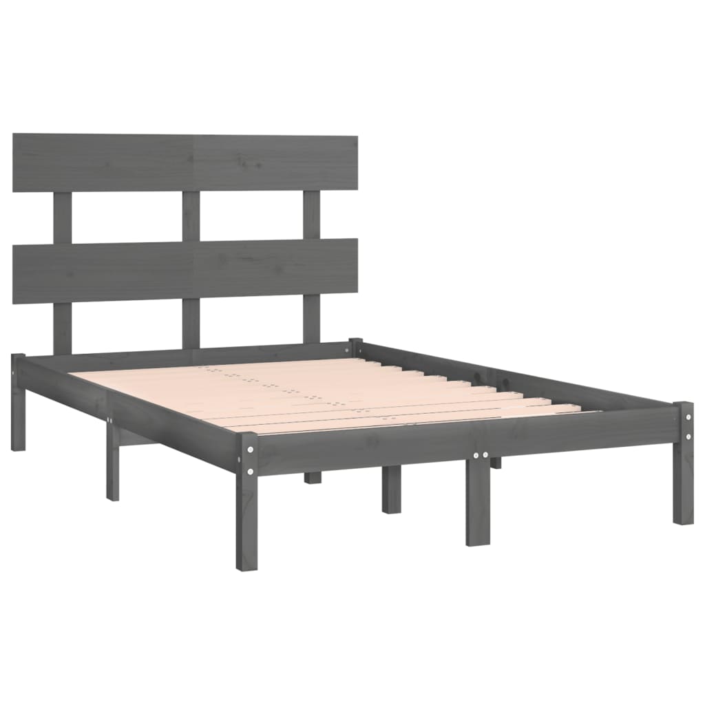 vidaXL Bed Frame without Mattress Grey 135x190 cm Double Solid Wood