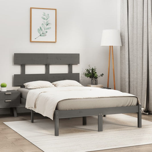 vidaXL Bed Frame without Mattress Grey 135x190 cm Double Solid Wood