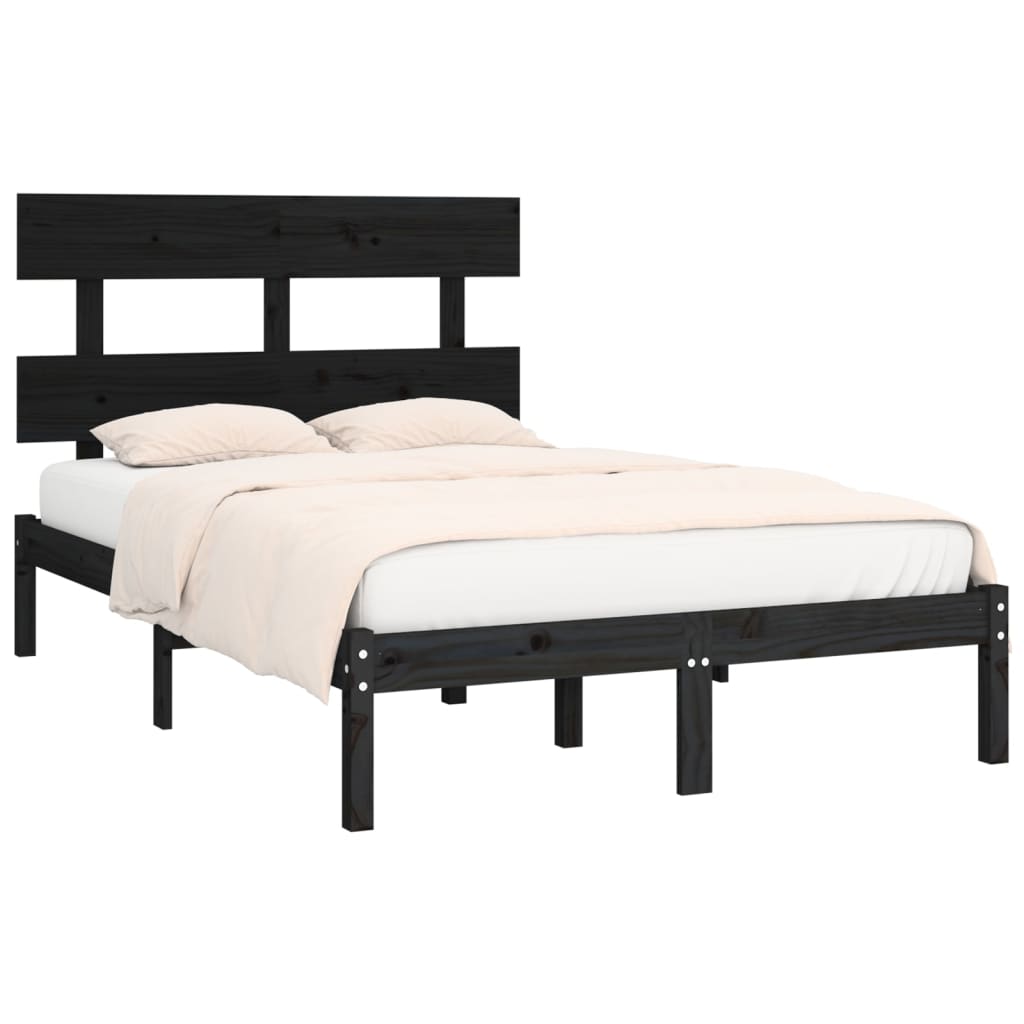 vidaXL Bed Frame without Mattress Black 140x190 cm Solid Wood