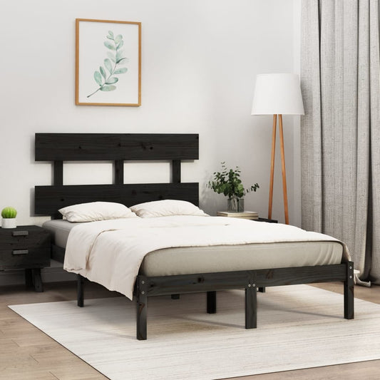 vidaXL Bed Frame without Mattress Black 140x190 cm Solid Wood