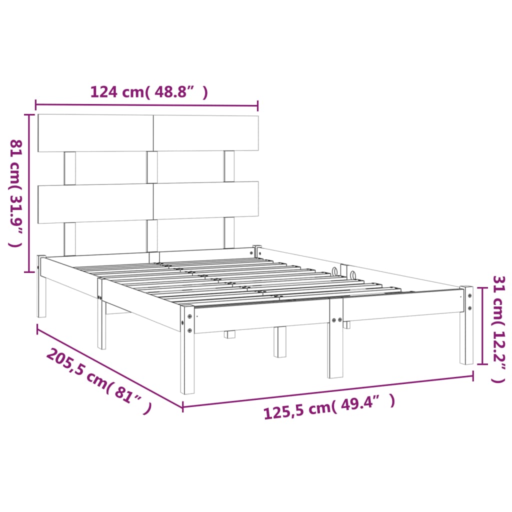 vidaXL Bed Frame without Mattress 120x200 cm Solid Wood