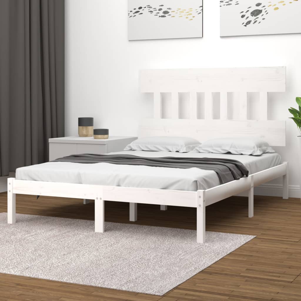 Bed Frame without Mattress White 120x200 cm Solid Wood