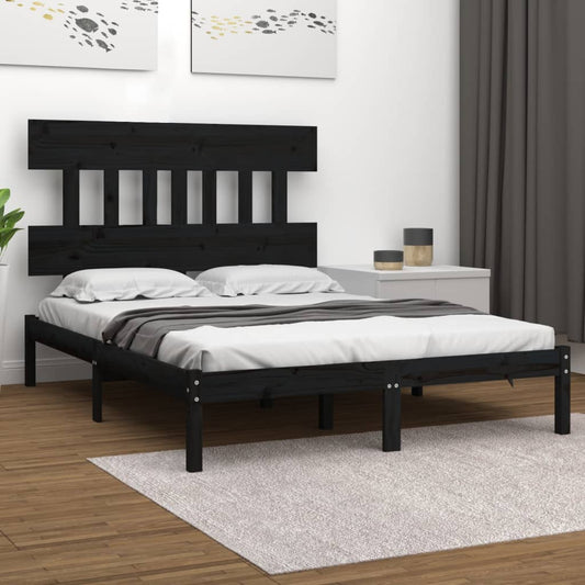 vidaXL Bed Frame without Mattress Black 180x200 cm Super King Solid Wood