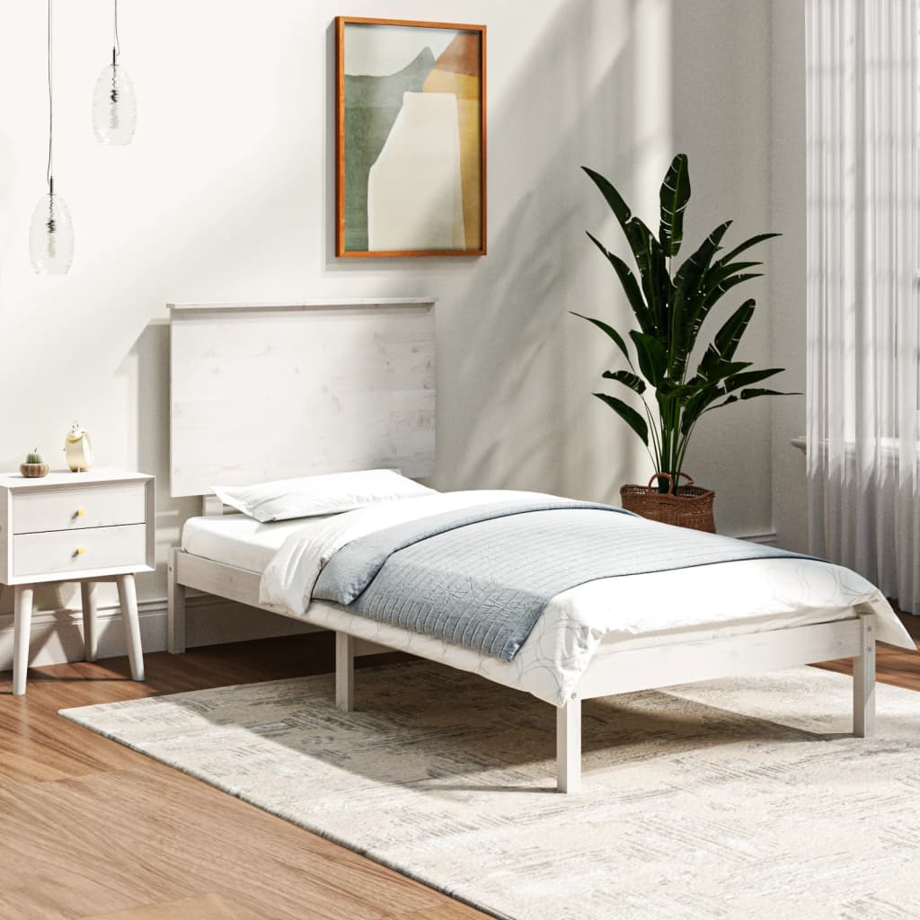 vidaXL Bed Frame without Mattress White 90x190 cm Single Solid Wood