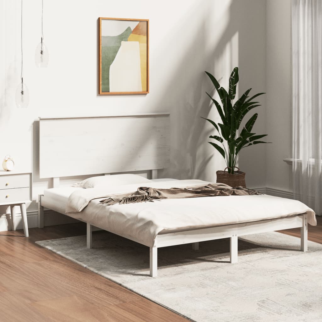 vidaXL Bed Frame without Mattress White 120x190 cm Small Double Solid Wood