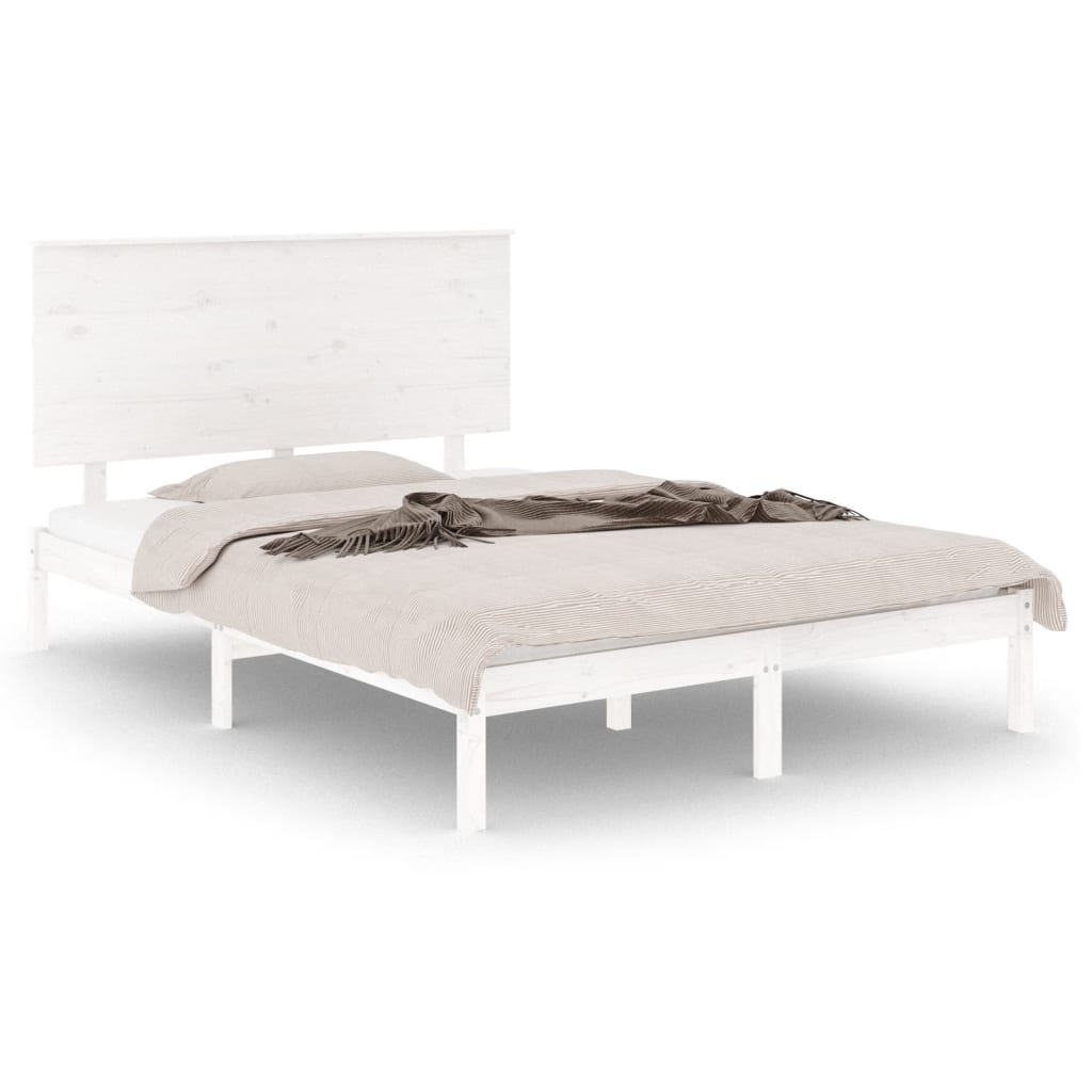 vidaXL Bed Frame without Mattress White 140x190 cm Solid Wood Pine