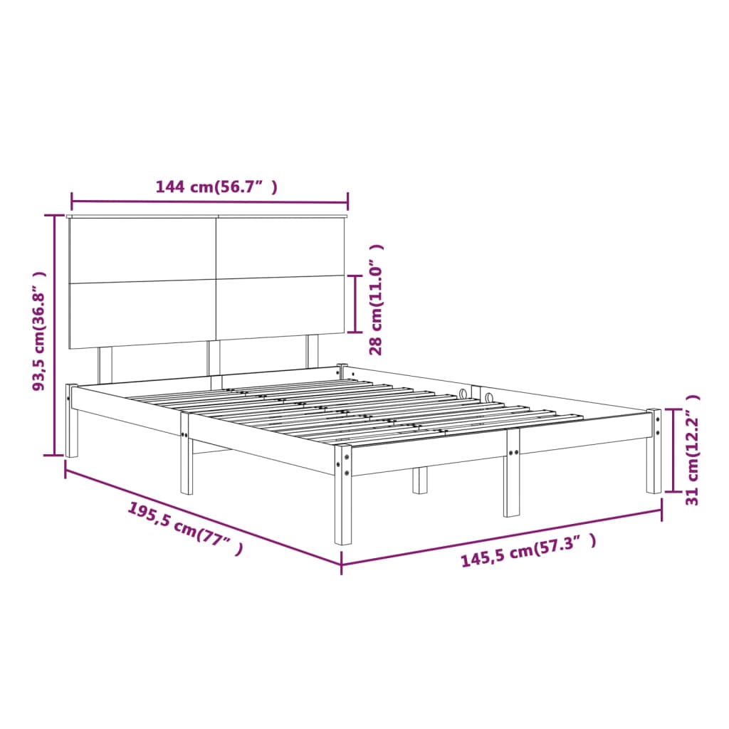 vidaXL Bed Frame without Mattress White 140x190 cm Solid Wood Pine