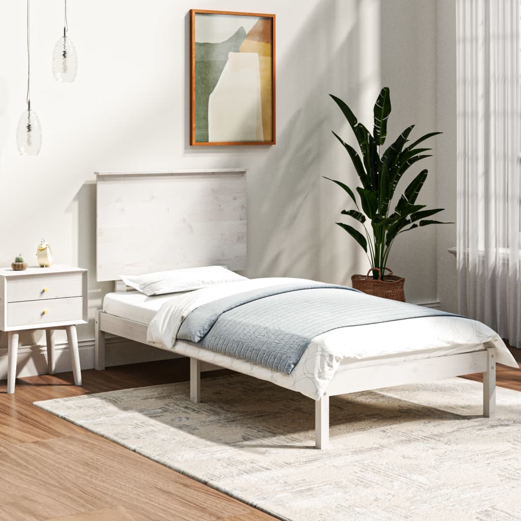 Bed Frame | White | Solid Pine Wood | Single | Durable | Bed Frame