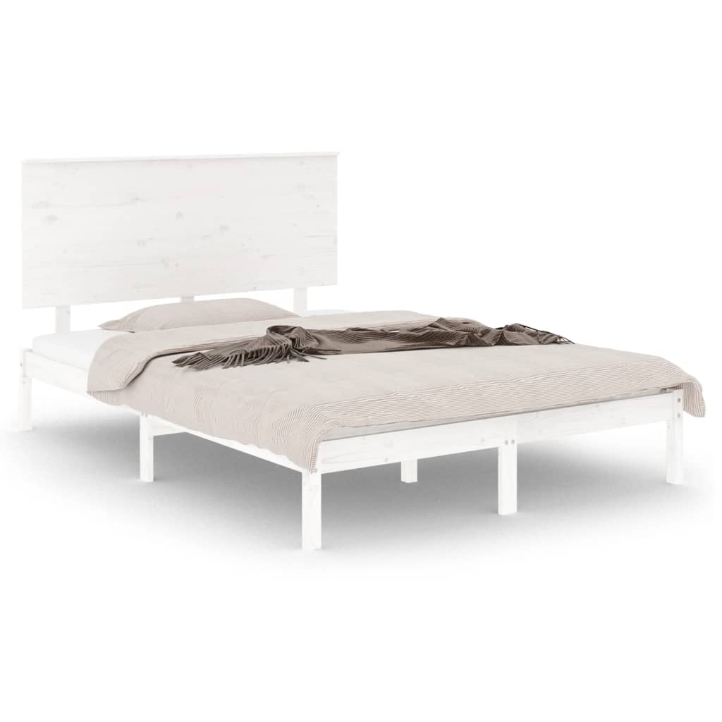 Bed Frame without Mattress White 120x200 cm Solid Wood Pine