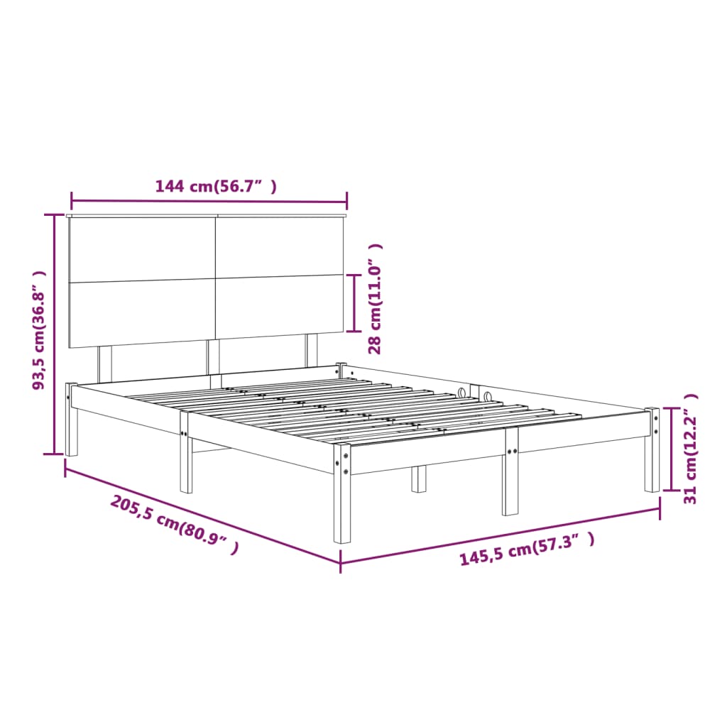 vidaXL Bed Frame without Mattress White 140x200 cm Solid Wood Pine