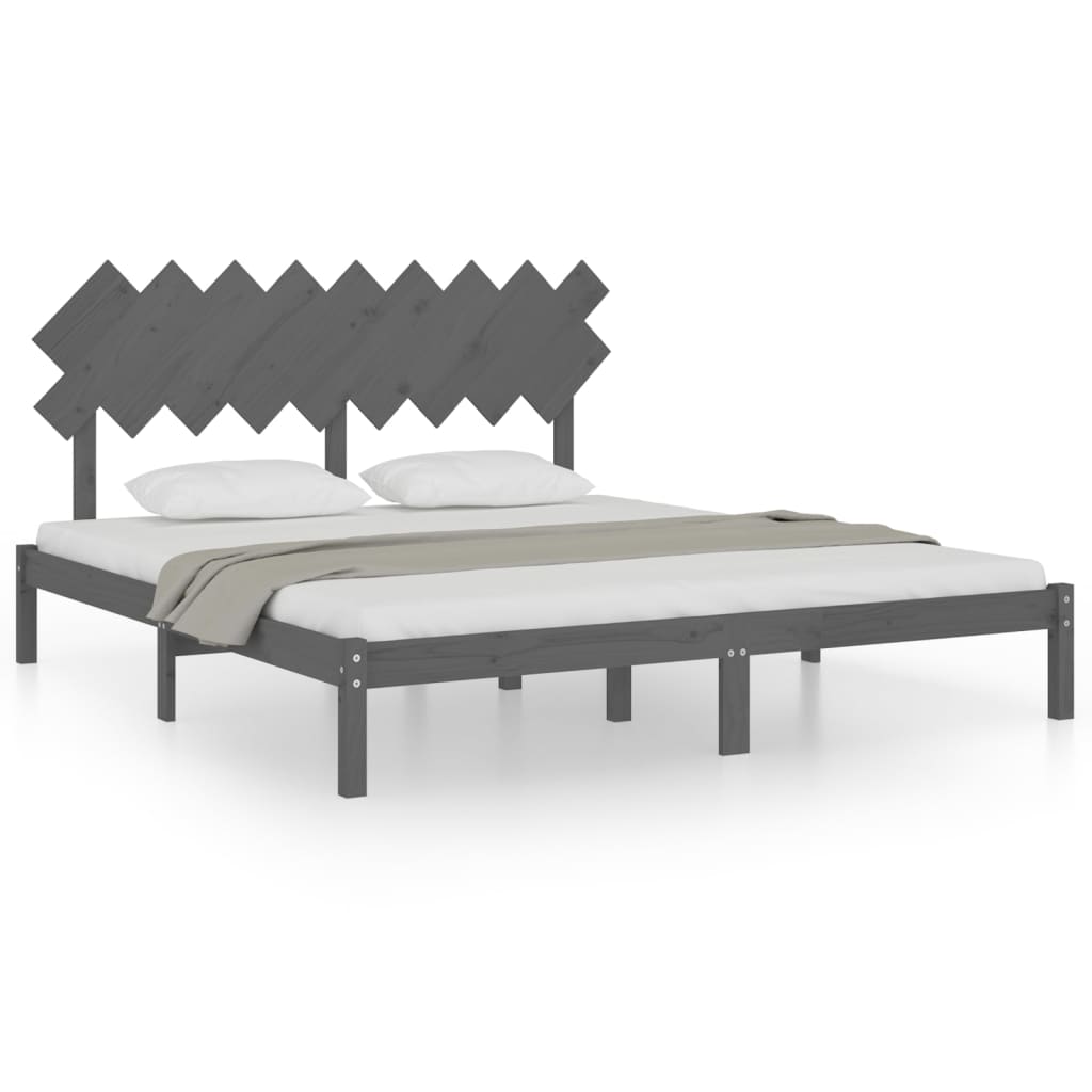 vidaXL Bed Frame without Mattress Grey 180x200 cm Super King Solid Wood