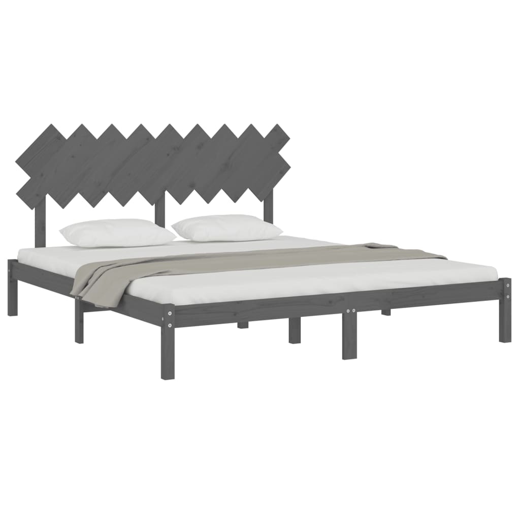 vidaXL Bed Frame without Mattress Grey 180x200 cm Super King Solid Wood