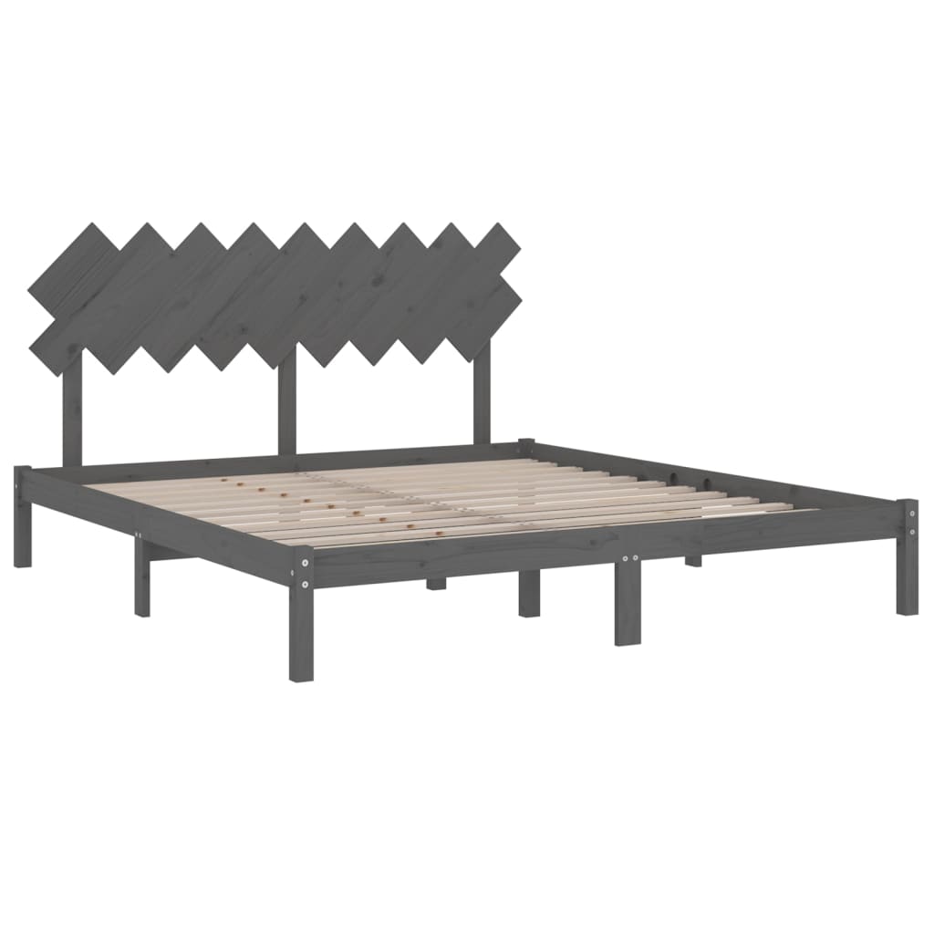 vidaXL Bed Frame without Mattress Grey 180x200 cm Super King Solid Wood