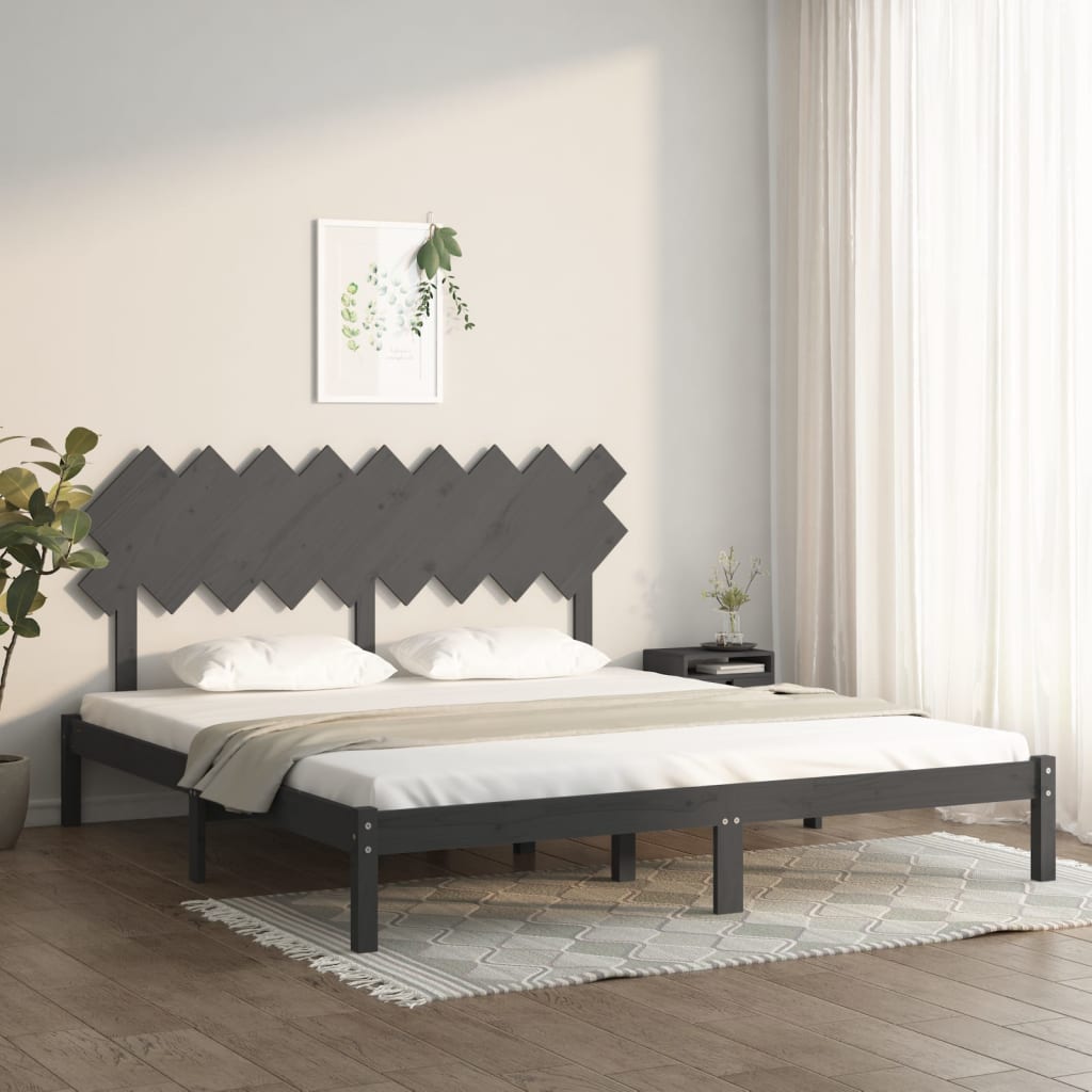 vidaXL Bed Frame without Mattress Grey 180x200 cm Super King Solid Wood