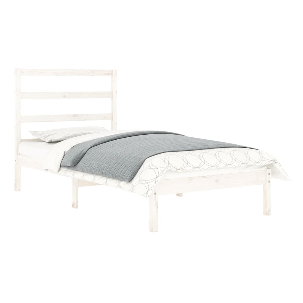 vidaXL Bed Frame without Mattress White 90x190 cm Single Solid Wood