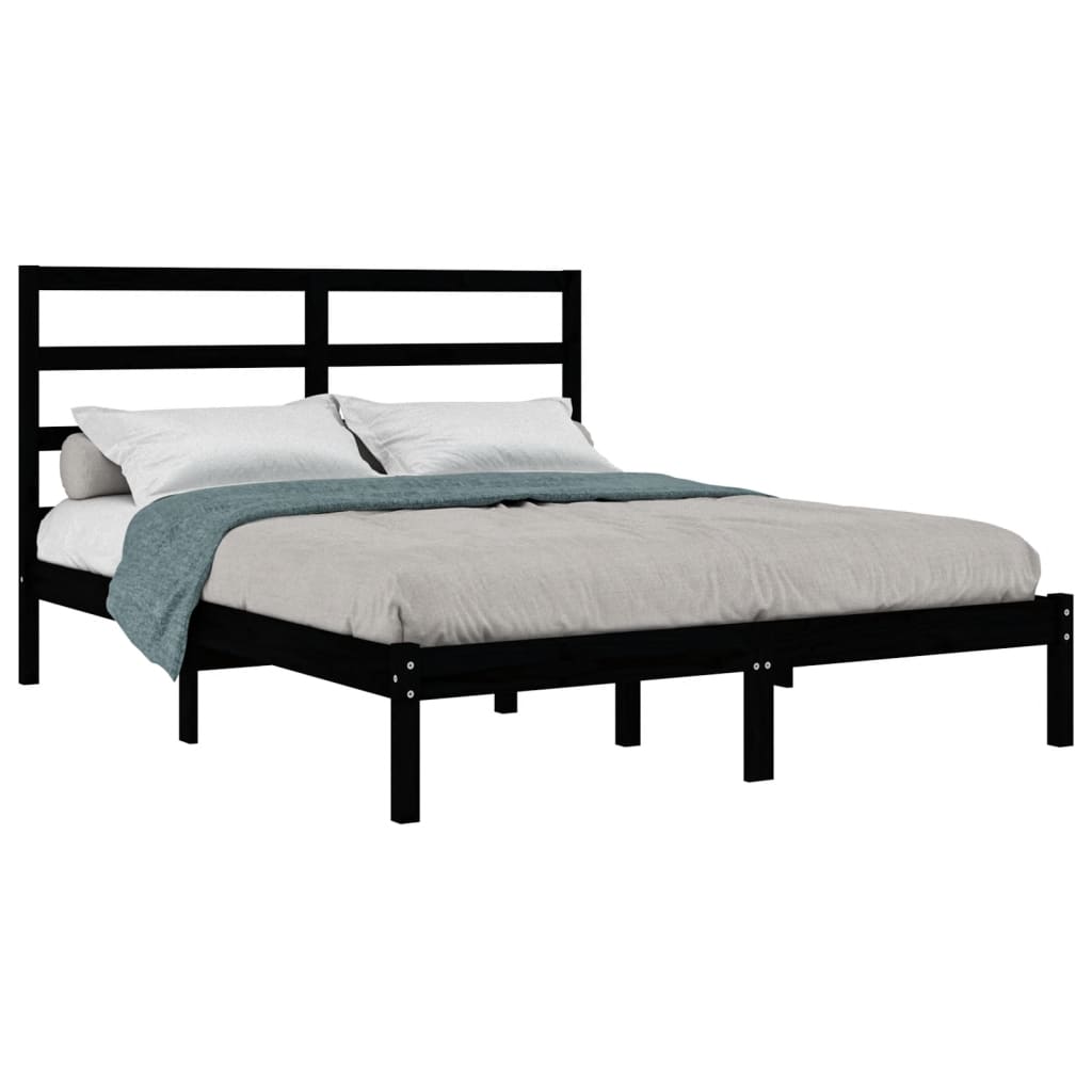 vidaXL Bed Frame without Mattress Black 140x200 cm Solid Wood Pine