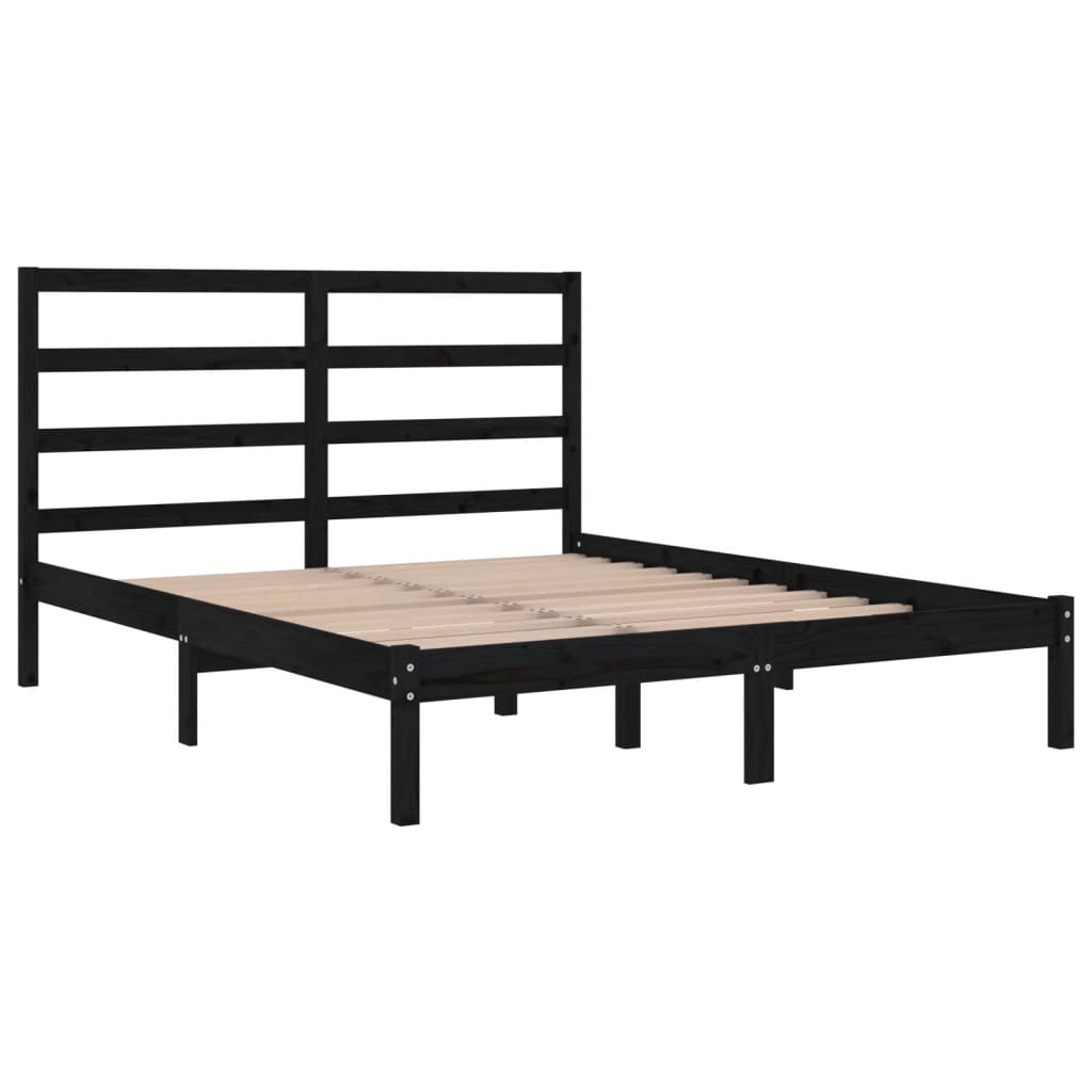 vidaXL Bed Frame without Mattress Black 140x200 cm Solid Wood Pine