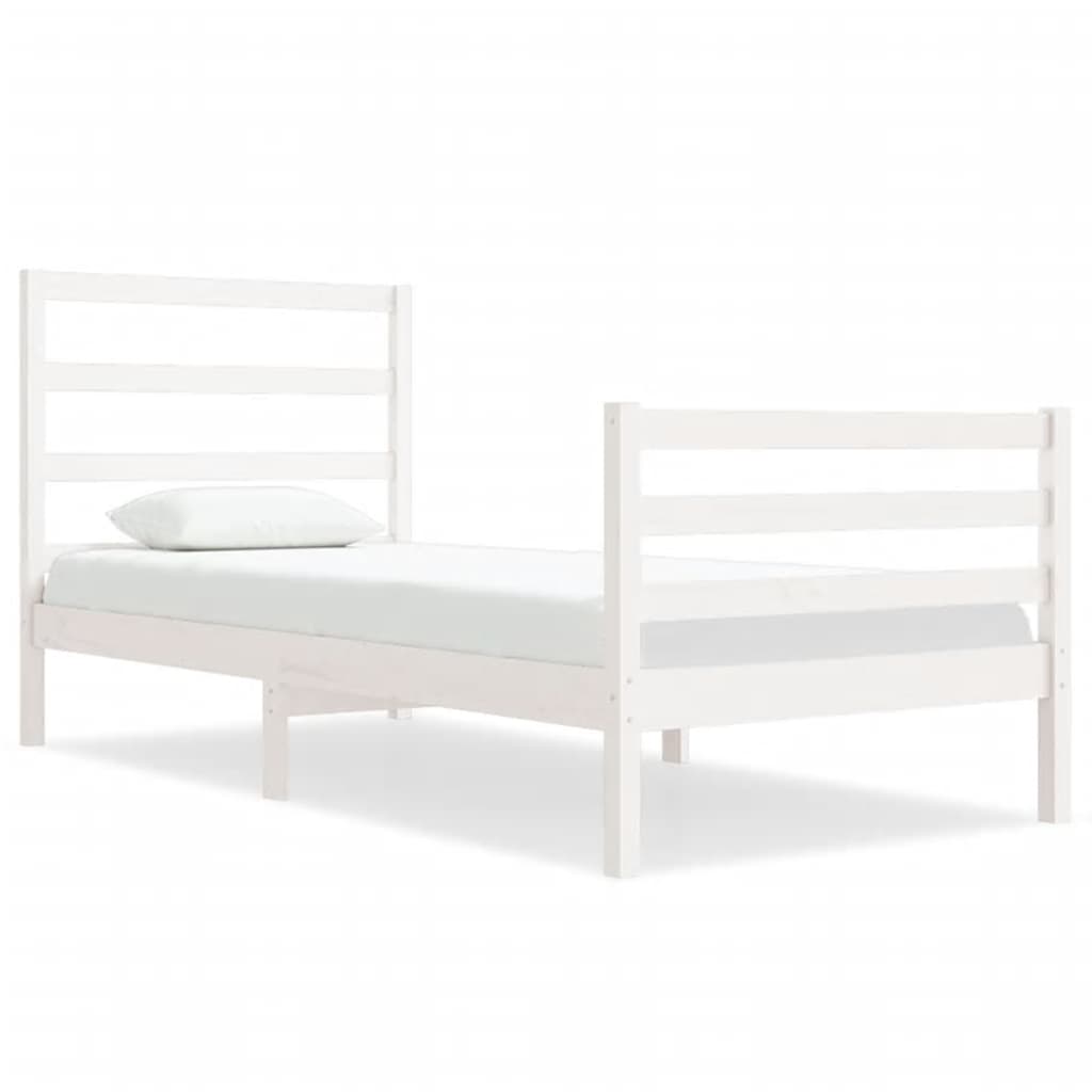 vidaXL Bed Frame without Mattress White 75x190 cm Small Single Solid Wood Pine