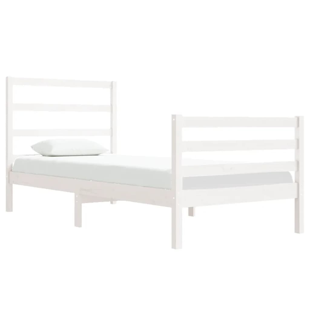 vidaXL Bed Frame without Mattress White 75x190 cm Small Single Solid Wood Pine