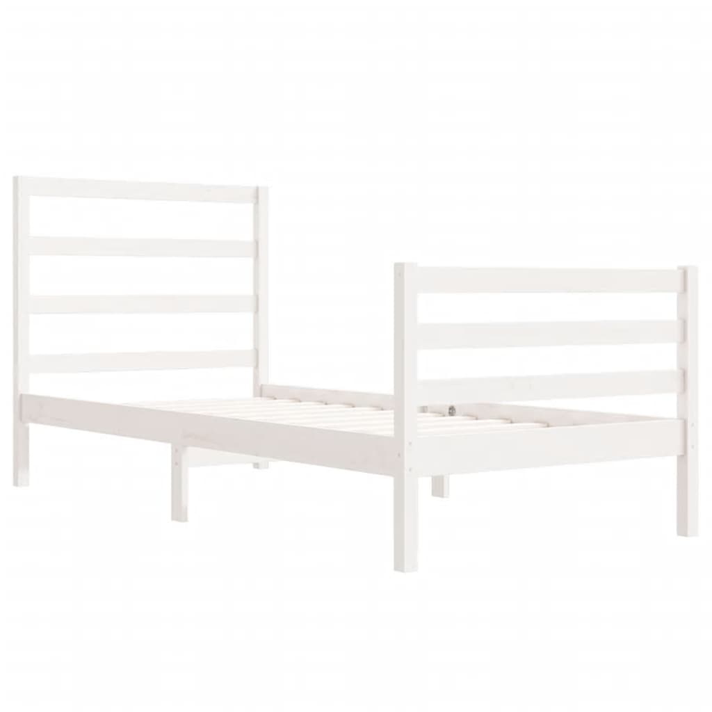 vidaXL Bed Frame without Mattress White 75x190 cm Small Single Solid Wood Pine