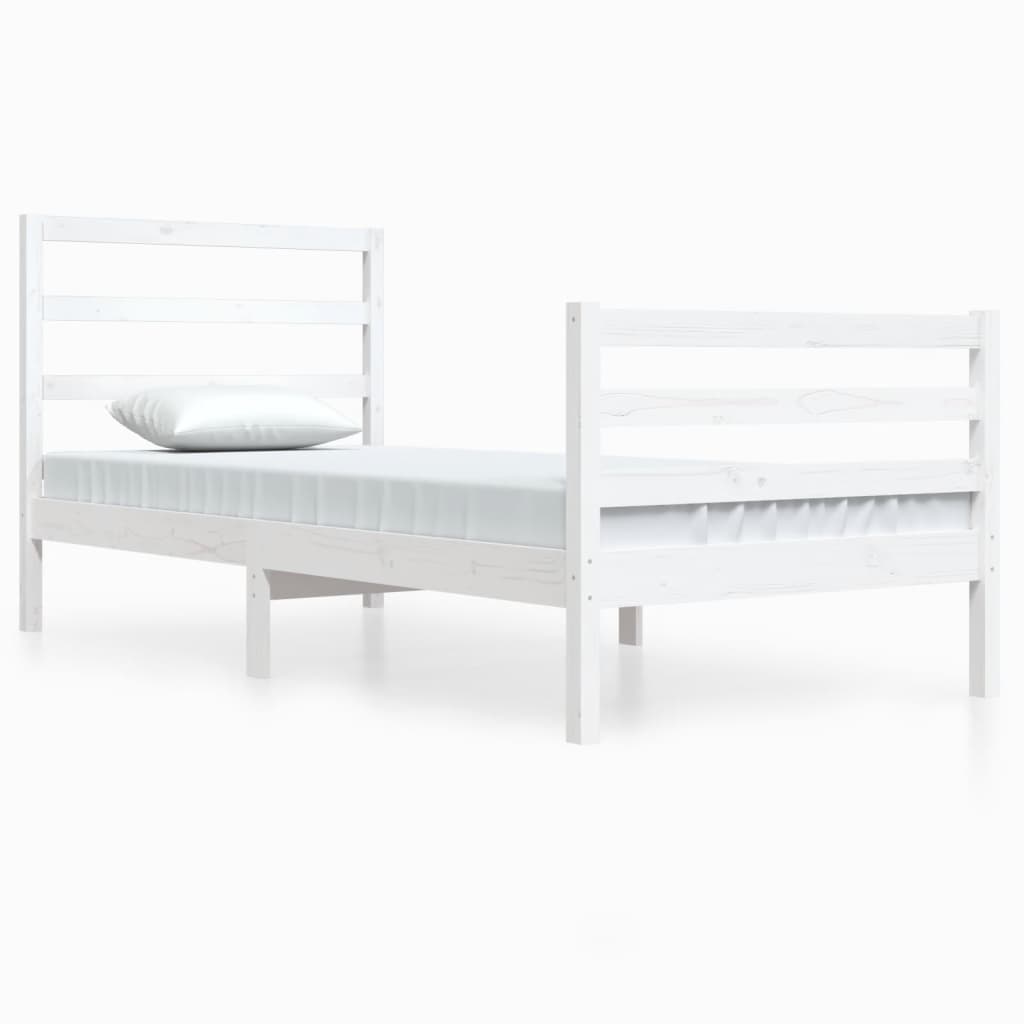 vidaXL Bed Frame without Mattress White Solid Wood Pine 90x200 cm